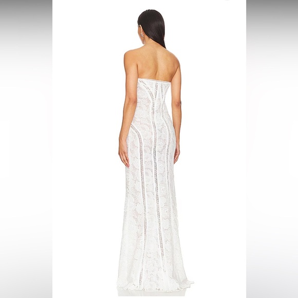 Rococo Sand | X Revolve Paris Lace Gown In White Strapless Size Small NEW - Picture 3 of 11